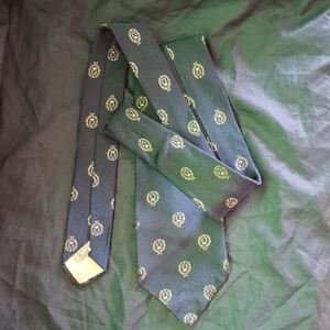 Saks Fifth Avenue Vintage 1970s Blue Tie with Gold(ish) Motifs
